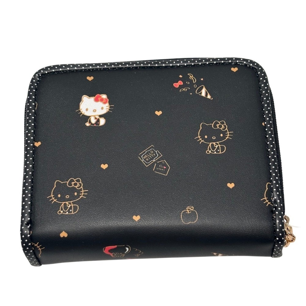 Hello Kitty Sanrio Wallet Black Zip Around Card Holder Coin Purse NWT - Picture 2 of 5